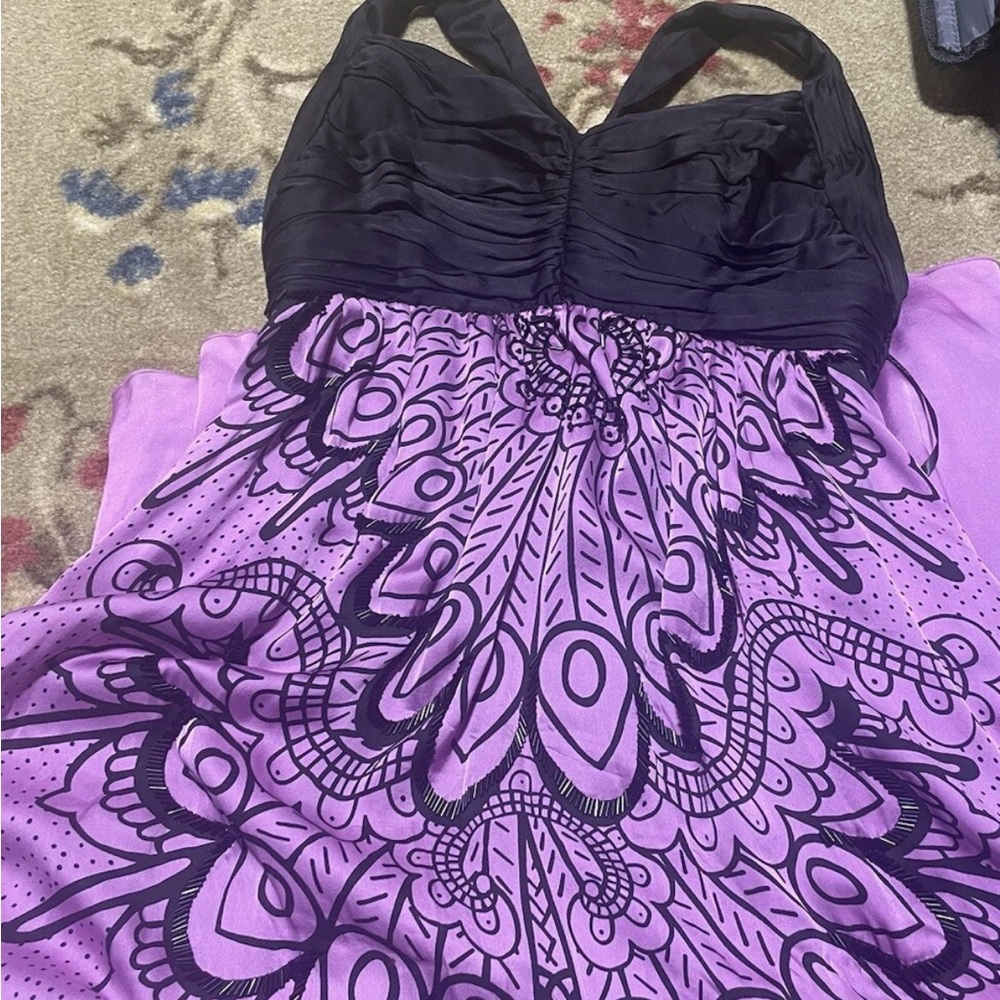 Bebe Black and Purple Maxi Dress